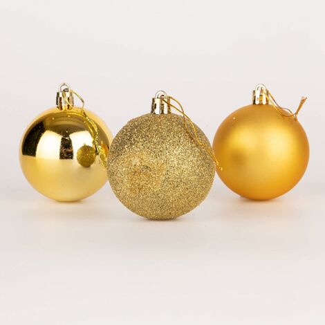 60mm/6Pcs Christmas Baubles Shatterproof Gold,Tree Decorations (1/3)