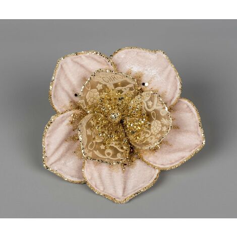 15cm Light Pink Poinsettia Poinsettia Flower - Christmas Tree Decoration (1/2)