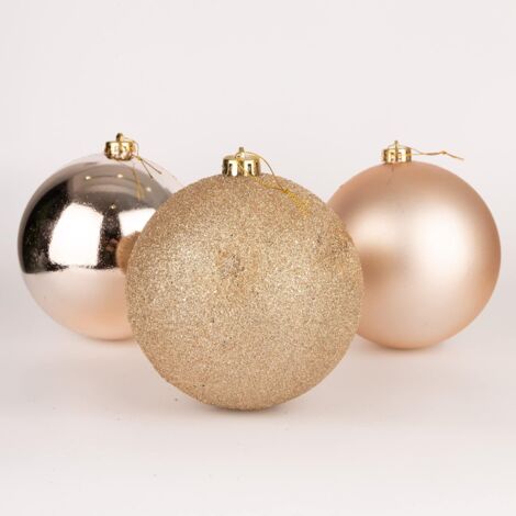 15cm/3Pcs Christmas Baubles Shatterproof Champagne Gold,Tree Decorations (1/3)