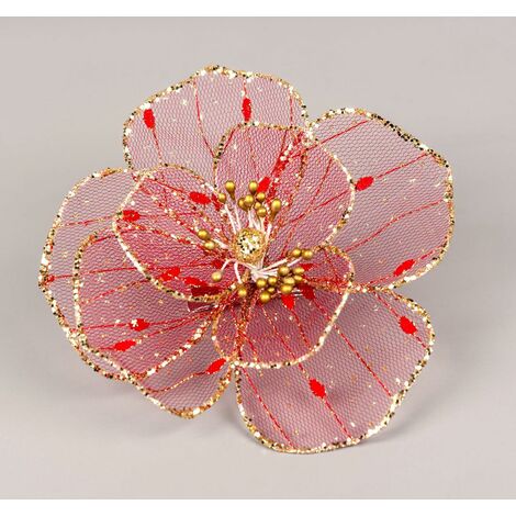 16cm Red Poinsettia Poinsettia Flower - Christmas Tree Decoration (1/2)