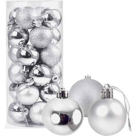 BAUBLES SILVER 6CM-6PCS SET -PVC (1/5)