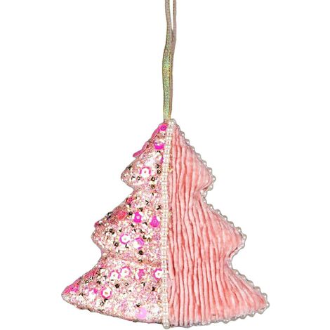 12cm Tree Baby Pink - Christmas Hanging Decoration (1/4)