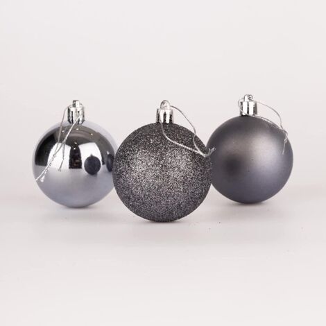 BAUBLES DARK GREY 5CM 24PCS SET PVC (1/4)