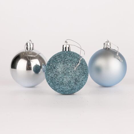 BAUBLES LIGHT BLUE 6CM-18PCS SET -PVC (1/4)