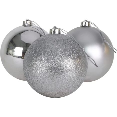 BAUBLES SILVER 10CM-6PCS SET (1/5)