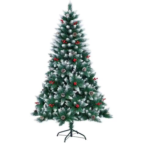 6Ft Balmoral Fir Christmas Tree with 634 Tips - Flocked Tips, Berries and Pine Cones Decoration (1/5)