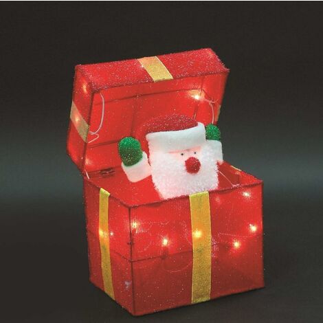 Christmas Santa Pup-up Lighted LED Gift Box 30cm (1/4)
