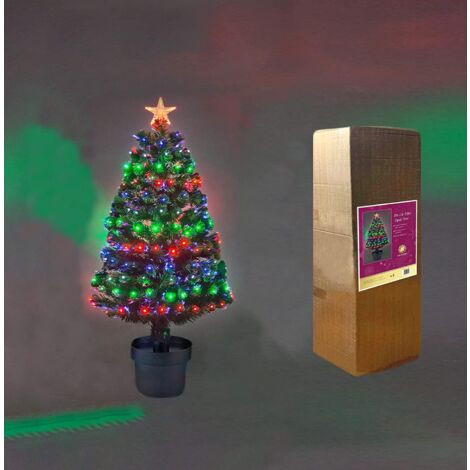 2ft Pre Lit Fibre Optic Christmas Tree PreLit Light Up LED Xmas Decoration 60cm (1/5)