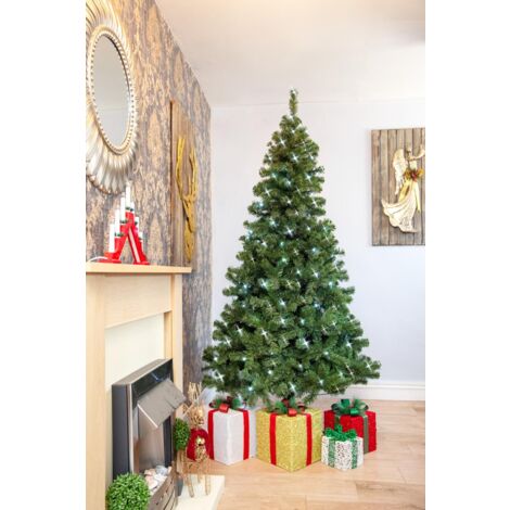 7Ft Pre-Lit Alaskan Pine Christmas Tree Green White LEDs (1/5)