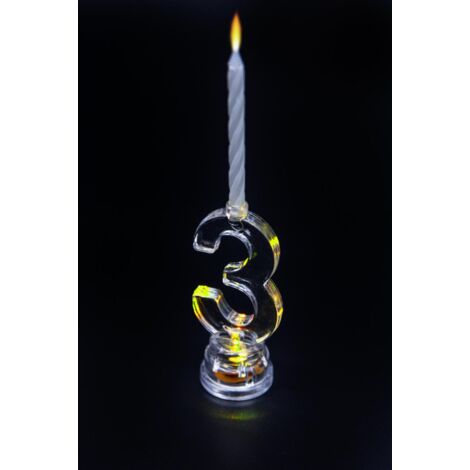 Shatchi Birthday Candle Number 3 Flashing Colour Changing with 4 Candle Cake Decoration (1/4)