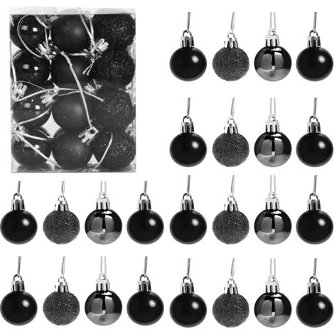 BAUBLES BLACK 3CM-24PCS SET -PVC (1/4)