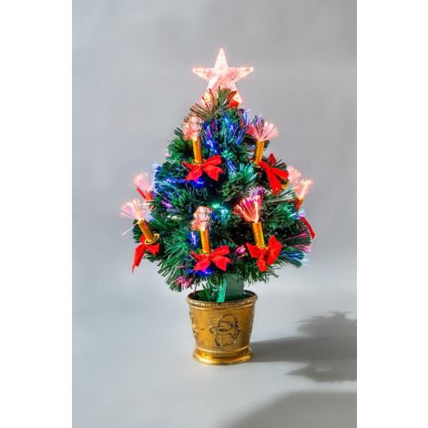 2Ft/60cm Candle & Bow Fibre Optic Christmas Tree LED Pre-Lit (1/4)