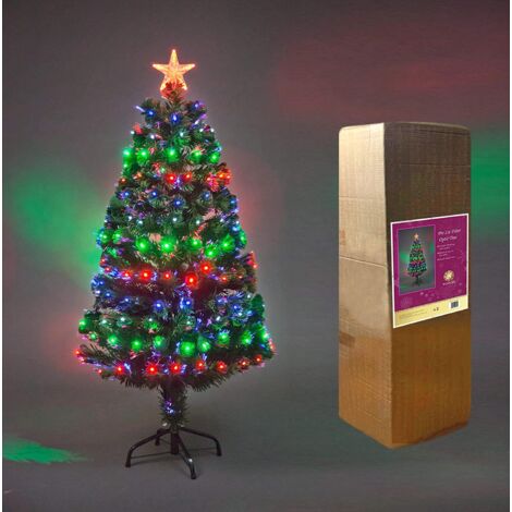 4ft Pre Lit Fibre Optic Christmas Tree PreLit Light Up LED Xmas Decoration 120cm (1/5)