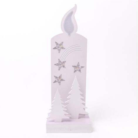 Wooden Christmas Decoration Pre Lit LED Silhouette Nativity Scene Ornament Table Window Battery Operated, White, 46Cm (1/2)