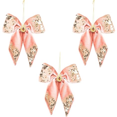 Bow Pink 17x22cm - 3Pcs Christmas Hanging Decorations (1/5)