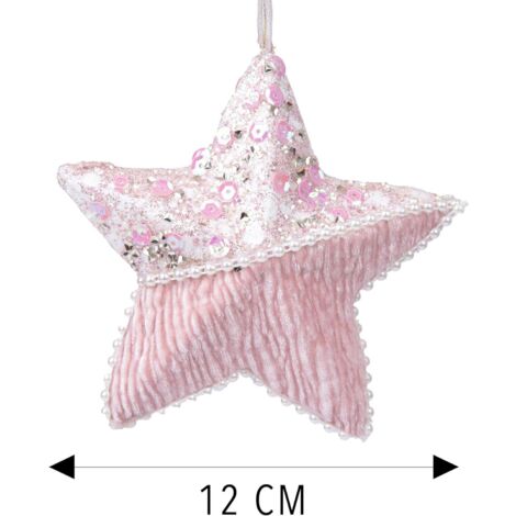 3Pcs Baby Pink Star 12cm - Christmas Tree Hanging Decorations  Ornaments Fairy Tale Themed Xmas Tree Pendant
