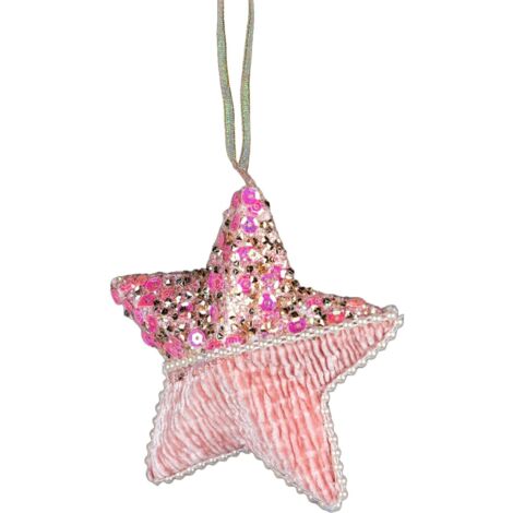 3Pcs Baby Pink Star 12cm - Christmas Tree Hanging Decorations  Ornaments Fairy Tale Themed Xmas Tree Pendant