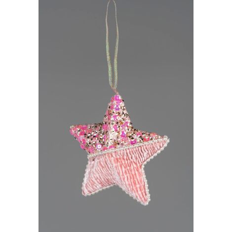 3Pcs Baby Pink Star 12cm - Christmas Tree Hanging Decorations  Ornaments Fairy Tale Themed Xmas Tree Pendant