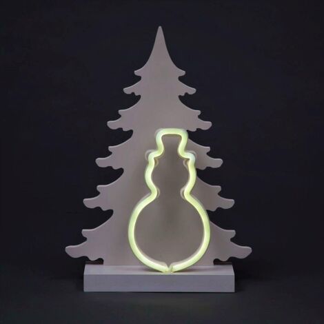 Wooden Christmas Decoration Pre Lit LED Silhouette Nativity Scene Ornament Table Window Battery Operated, White, 40Cm