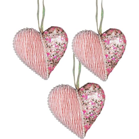 12cm Heart Baby Pink - 3Pcs Christmas Hanging Decorations (1/4)