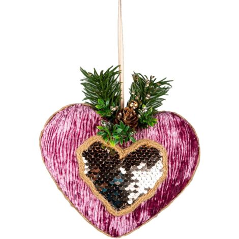 Pink Burgundy Heart 16.5cm - Christmas Tree Hanging Decorations Ornaments Fairy Tale Themed,3pcs