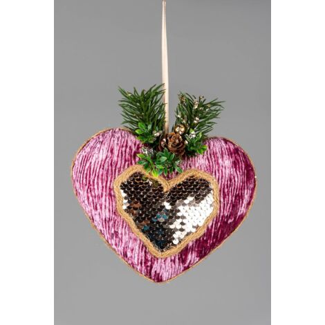 Pink Burgundy Heart 16.5cm - Christmas Tree Hanging Decorations Ornaments Fairy Tale Themed,3pcs