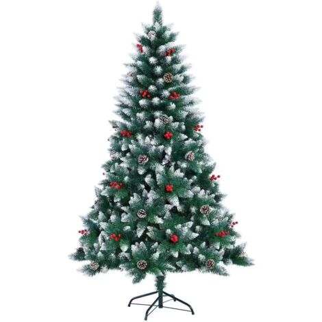 7Ft Balmoral Fir Christmas Tree with 1014 Tips - Flocked Tips, Berries and Pine Cones Decoration (1/5)