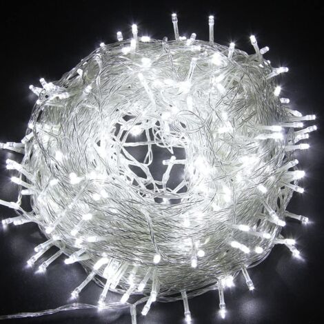 1000 Cool White LEDs Multifunction Timer Clear Cable Outdoor String Fairy Lights 100M (1/5)