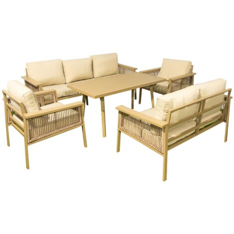 Luxury Outdoor Aluminium Sofa Set - Modern Garden Lounge Furniture with Coffee Table & 10cm Cushions - 3+2+1 Seater Patio Set for Terrace, Deck & Backyard