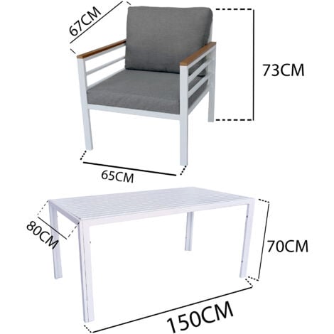 Aluminium Frame Outdoor Sofa Set - 5-Piece Garden Lounge Set with Bench, Table & Cushioned Sofas - Modern Patio Furniture