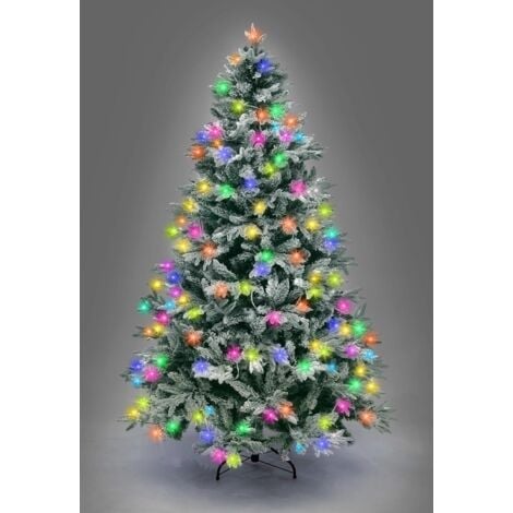 Costway 6FT Pre-Lit Hinged Christmas Tree Snow Flocked w/9 Modes Remote  Control Lights