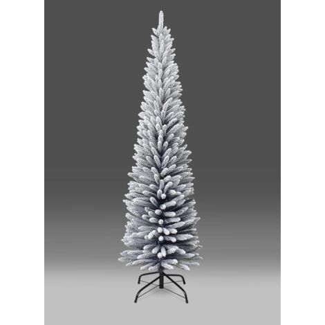 5FT Snow Flocked Artificial Slim Christmas Pencil Tree Holiday Home Decorations with Pointed Tips and Metal Stand (1/5)