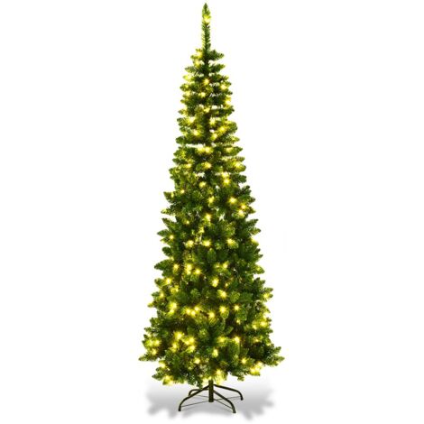 6Ft Pre-Lit Green Pencil Christmas Tree Warm White (1/5)