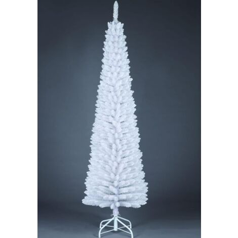 6FT artificial Flocked Slim Christmas Pencil Tree Holiday Home Decorations with Pointed Tips and Metal Stand, White (1/5)