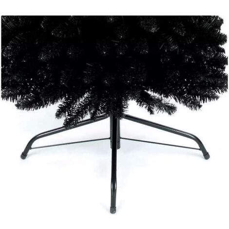 7FT Artificial Flocked Slim Christmas Pencil Tree Holiday Home Decorations with Pointed Tips and Metal Stand, Black