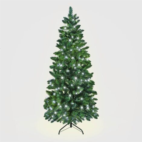 7 Ft Pre-Lit Imperial Pine Slim Green Christmas Tree Cool White Leds (1/5)
