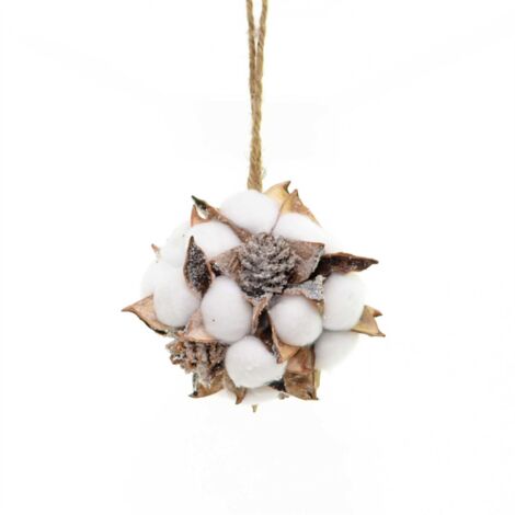 12cm Cotton Ball Christmas Hanging Decorations Pine Cones Xmas Decoration (1/3)