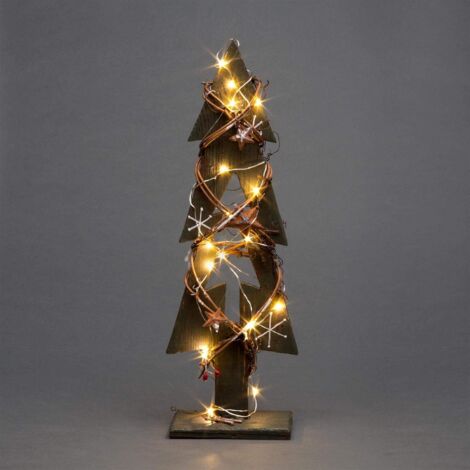 30cm Green Tree Wooden LED Tree Tabletop Centrepiece Christmas Holiday Home decoration with 20 Warm white LEDs Green Tree (1/4)