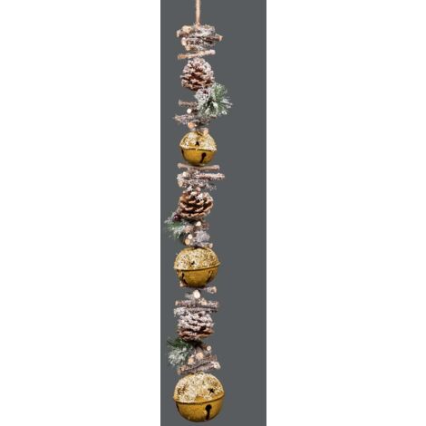 90cm Garland Hanging Decoration With Gold Tripple Bells (1/5)