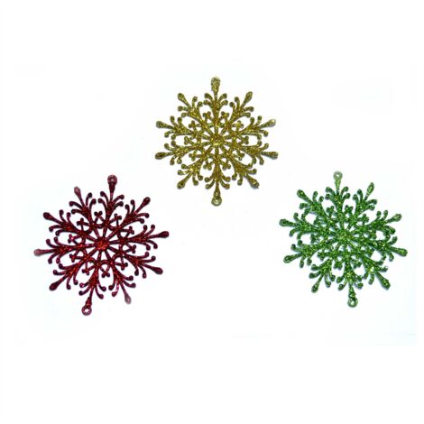 3Pcs Glitter Snowflake Christmas Tree Decoration Xmas Party Hanging Ornament (1/5)