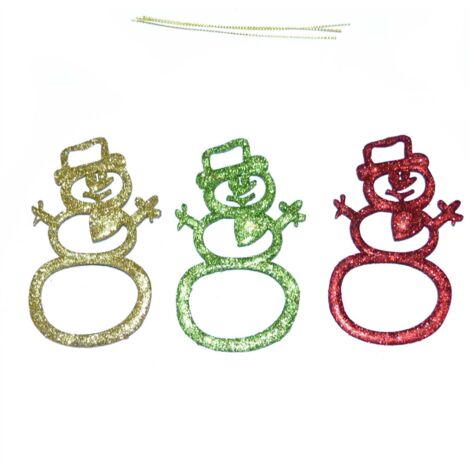 3Pcs Glitter Snowman Christmas Tree Decoration Xmas Party Hanging Ornament (1/5)