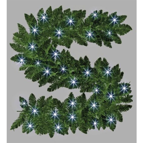 Pre-Lit Imperial Pine Cool White LEDs Green Garland 200cm (1/3)
