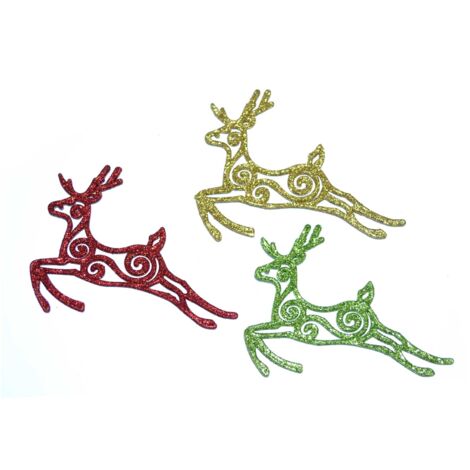 3Pcs Glitter Reindeer Christmas Tree Decoration Xmas Party Hanging Ornament (1/5)