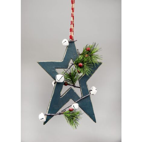 Wooden Hanging Decoration Star Shape Green 18X1.2X26 CM (1/4)