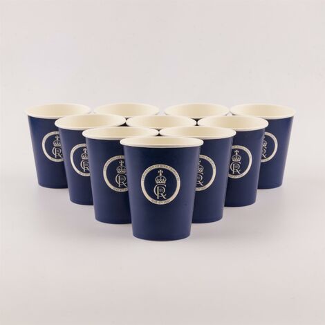 10pcs King Charles III Blue Paper Cups 9oz King's Coronation Tableware