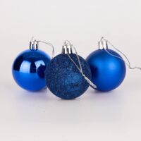 BAUBLES BLUE 6CM-6PCS SET -PVC