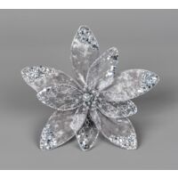 20cm Silver Poinsettia Poinsettia Flower - 6Pcs Christmas Tree Decorations