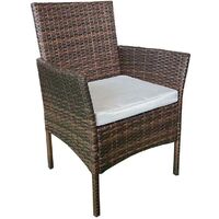 4 Seater Wicker Set of Brown Rattan 2 Seat Sofa, Table, 2 Chairs For Indoor Outdoor Garden Furniture Patio Conservatory