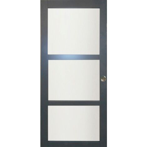 Porte Coulissante Blakeria Ral7016 Vitrée H204 X L83 Et 2 Coquilles (1/3)
