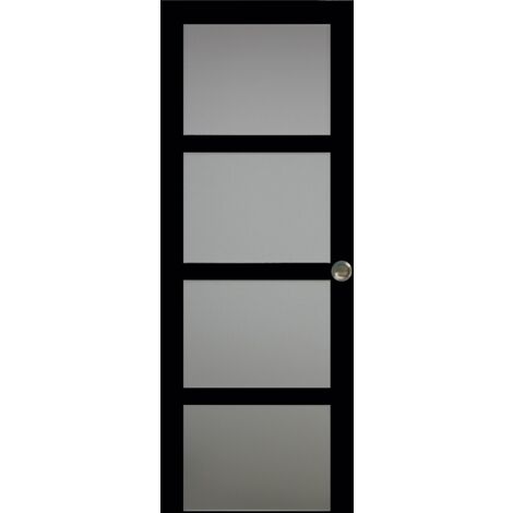 Porte Coulissante Telia Noir Vitrée H204 X L83 Et 2 Coquilles (1/3)